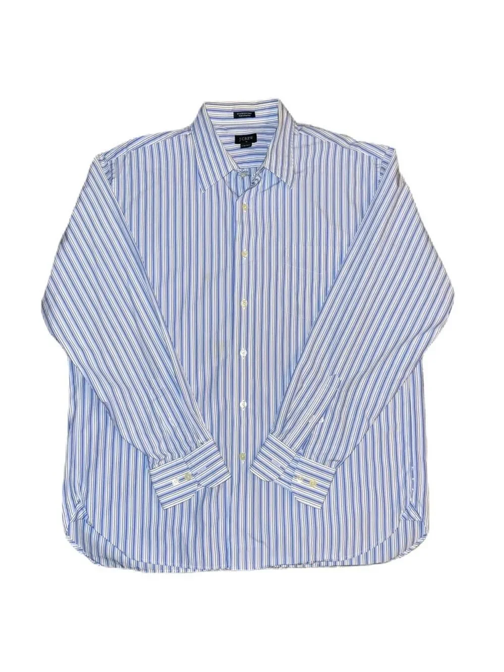 J.Crew Dress Shirt L Blue Stripes White Muti-color Business Dress Casual EUC